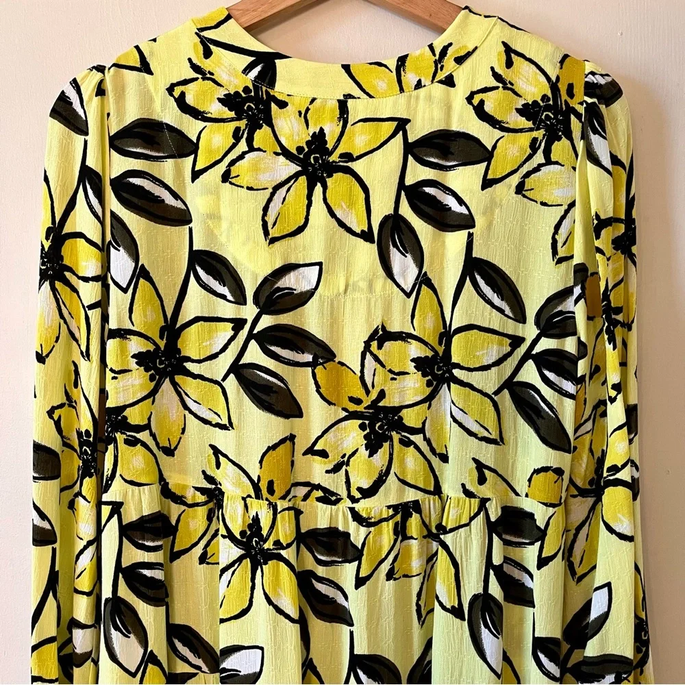 Anthro Maeve Yellow Floral Amber Tiered Tunic Dress, Size M - Picture 11 of 16